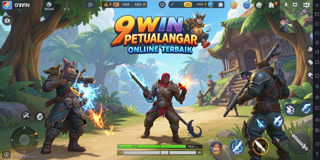 Screenshot gameplay 9WIN menampilkan aksi pertempuran seru di dunia MMORPG.