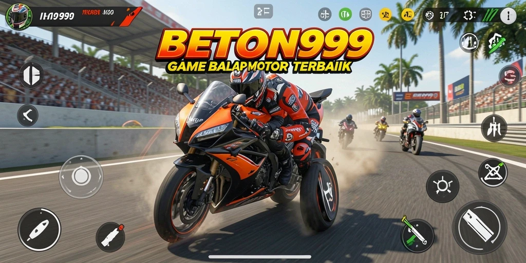 Tampilan gameplay seru dan menegangkan dari BETON999 dengan balap motor.