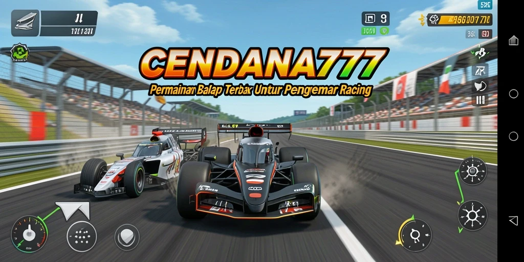 Tangkapan layar utama menampilkan aksi balapan yang mendebarkan dari CENDANA777.