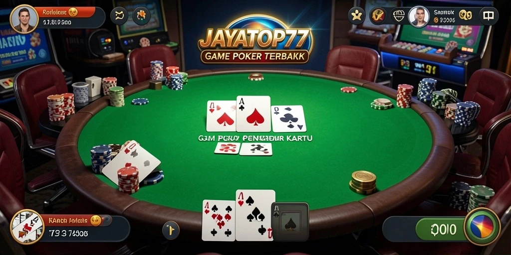 Screenshot gameplay seru JAYATOP77 menunjukkan pemain menikmati permainan Poker.