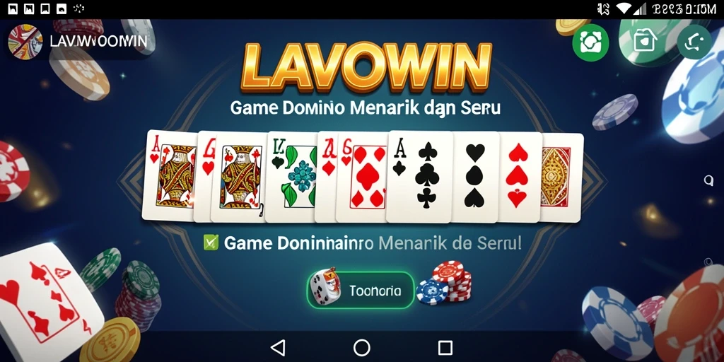 Screenshot menunjukkan aksi seru permainan domino di LAVOWIN.