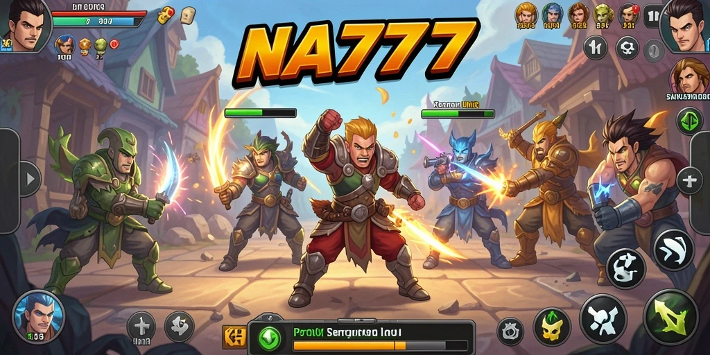 Screenshot gameplay NA777 menampilkan pertarungan yang intens dan karakter yang dinamis.