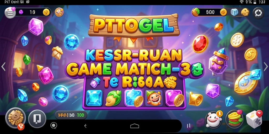 Tampilan seru gameplay match-3 di PTTOGEL yang penuh warna.